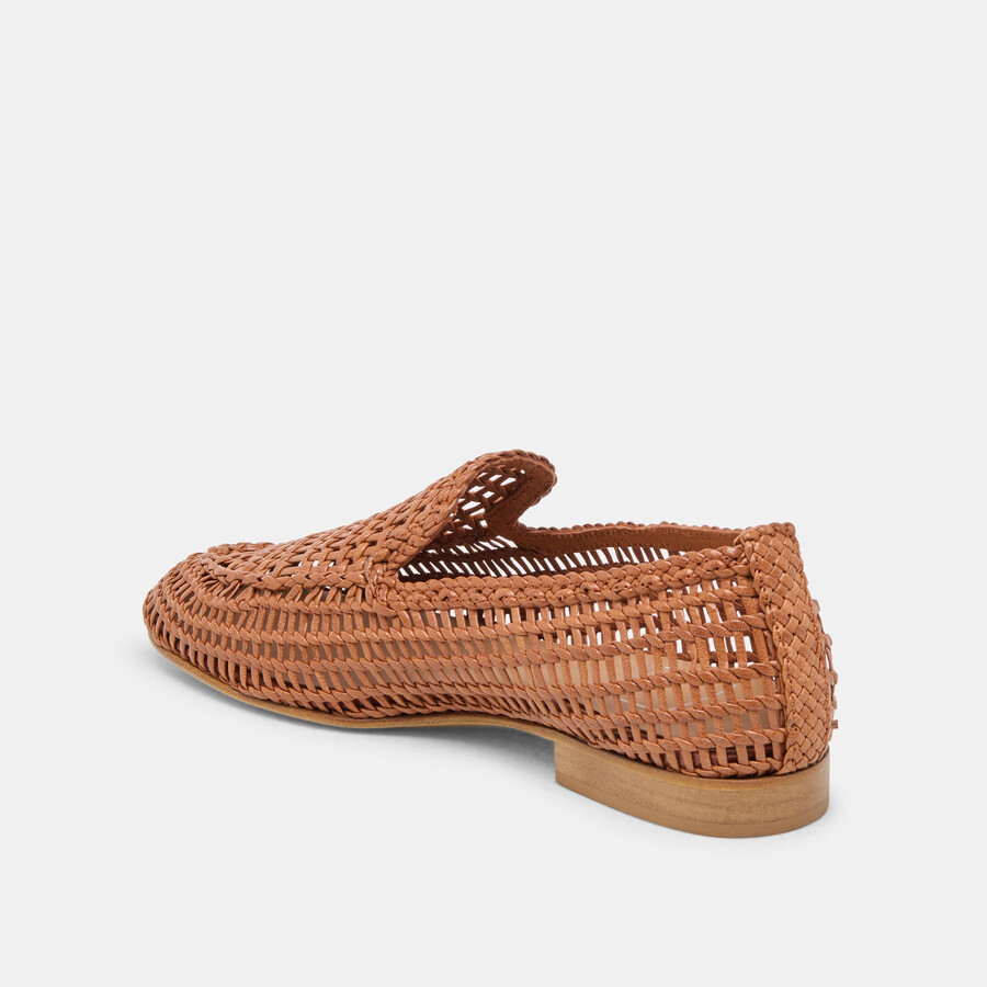 armond flats cognac woven leather
