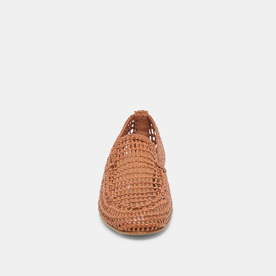 armond flats cognac woven leather