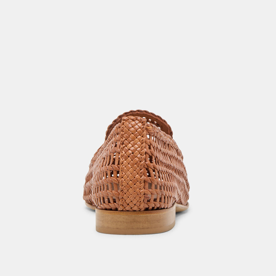 armond flats cognac woven leather