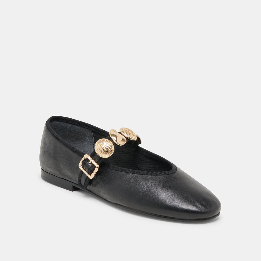 relan ballet flats black leather