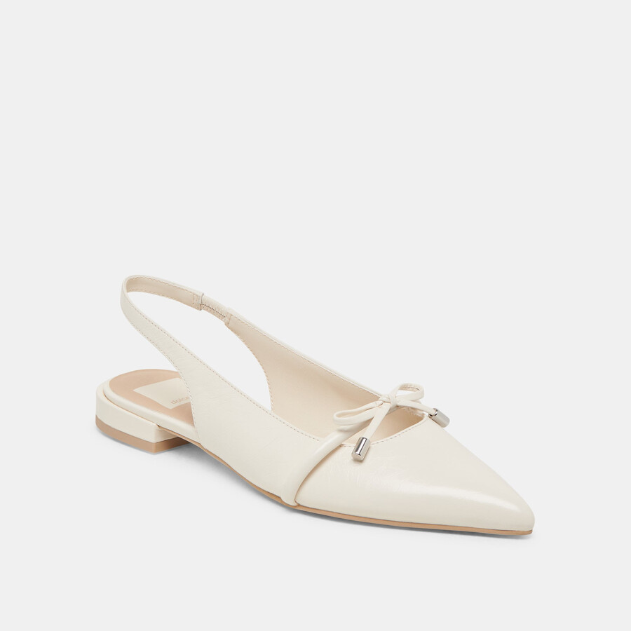payge flats off white crinkle patent