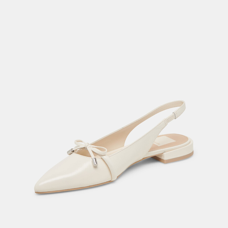 payge flats off white crinkle patent