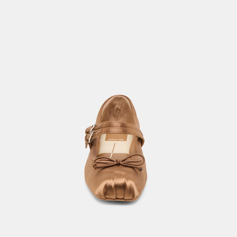 gibsen ballet flats mid brown satin