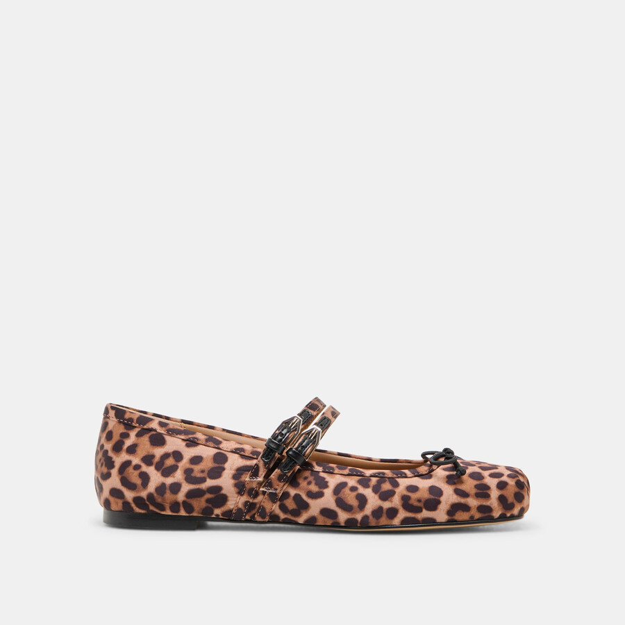 gibsen ballet flats dk leopard satin