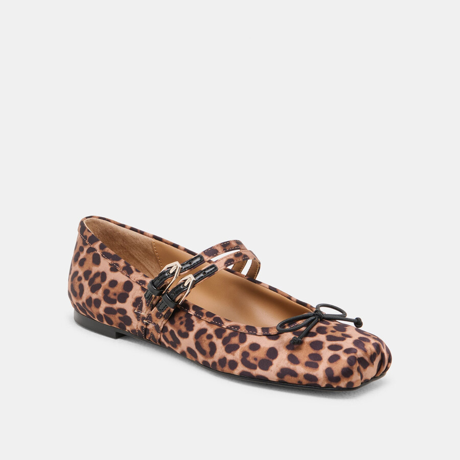 gibsen ballet flats dk leopard satin