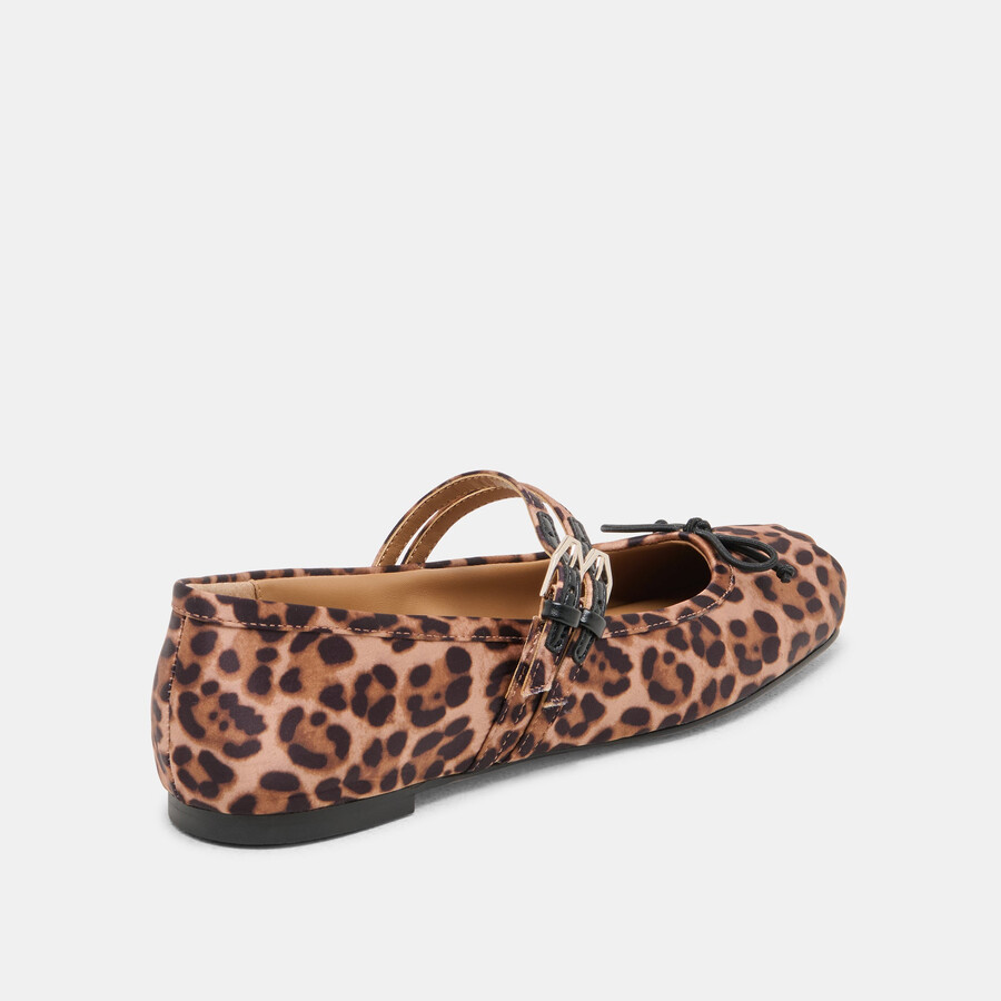 gibsen ballet flats dk leopard satin