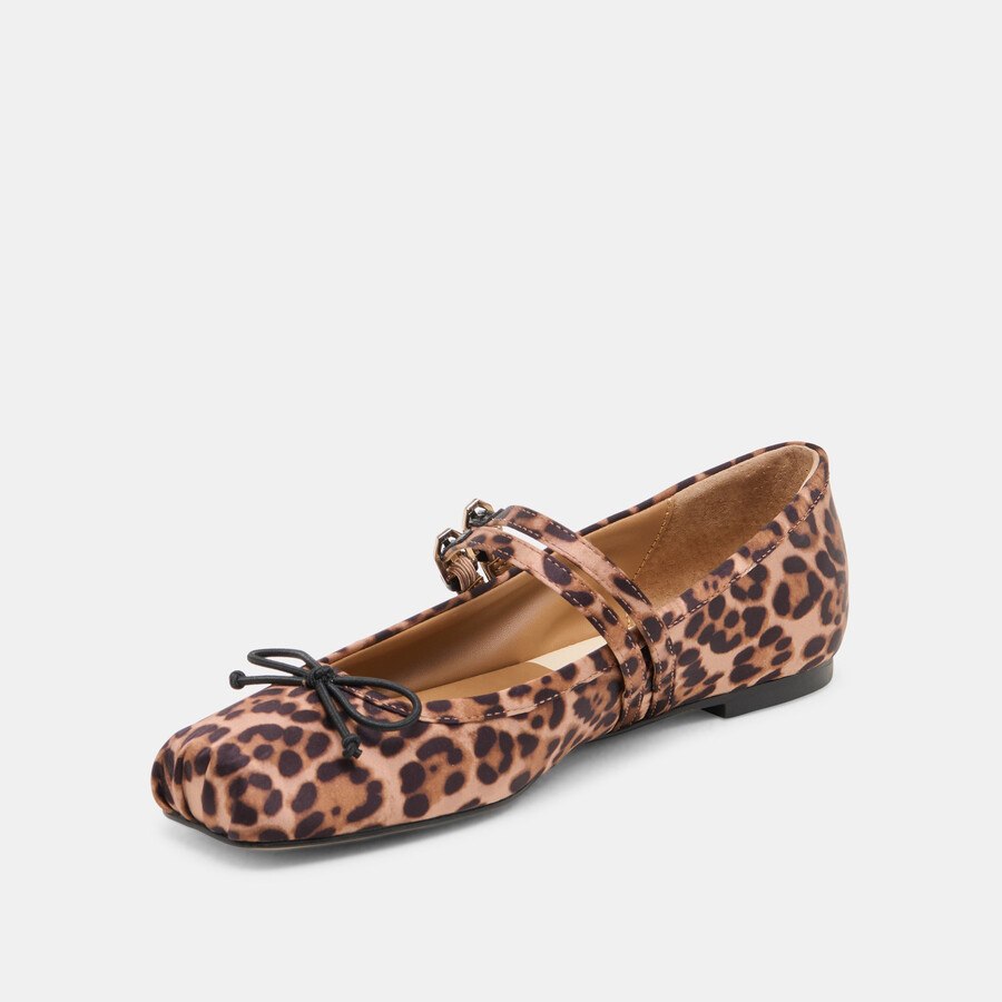 gibsen ballet flats dk leopard satin