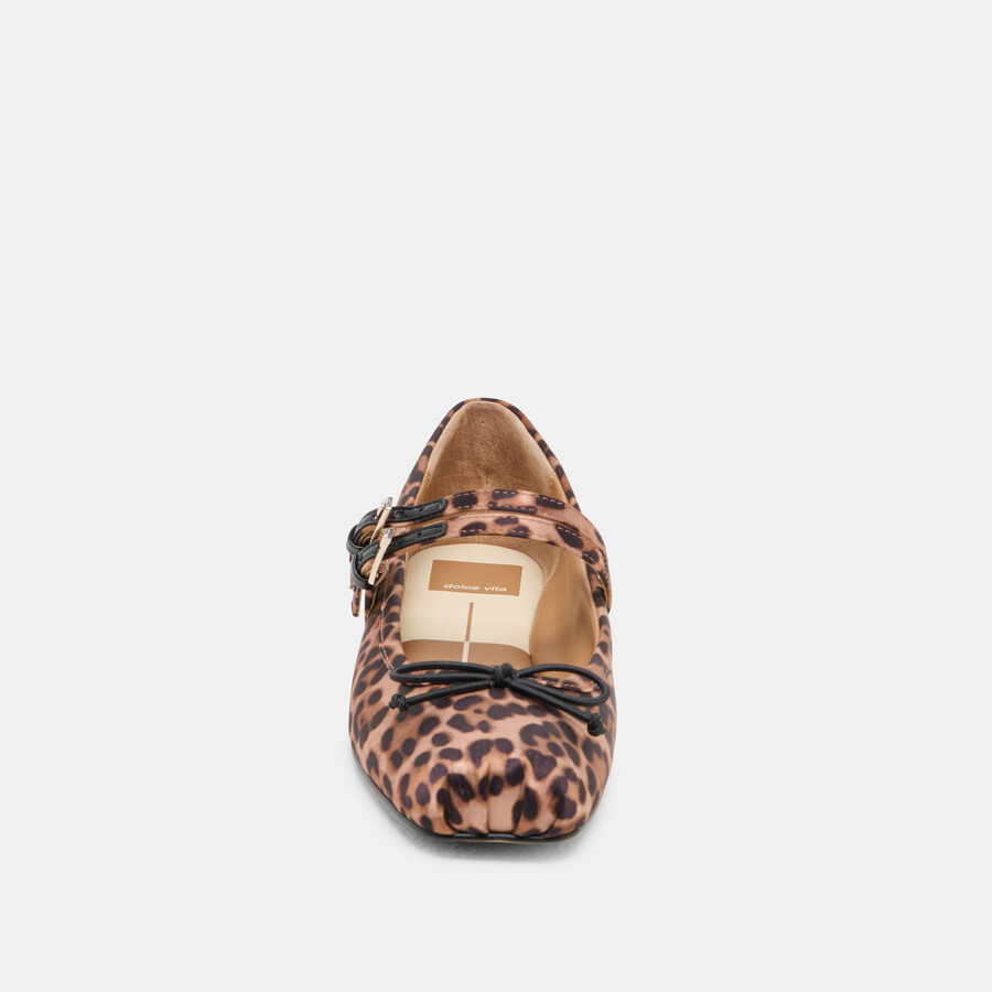 gibsen ballet flats dk leopard satin