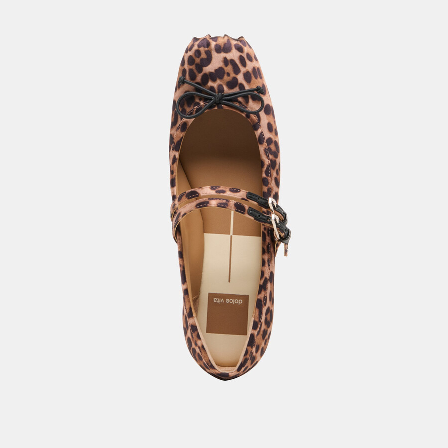 gibsen ballet flats dk leopard satin