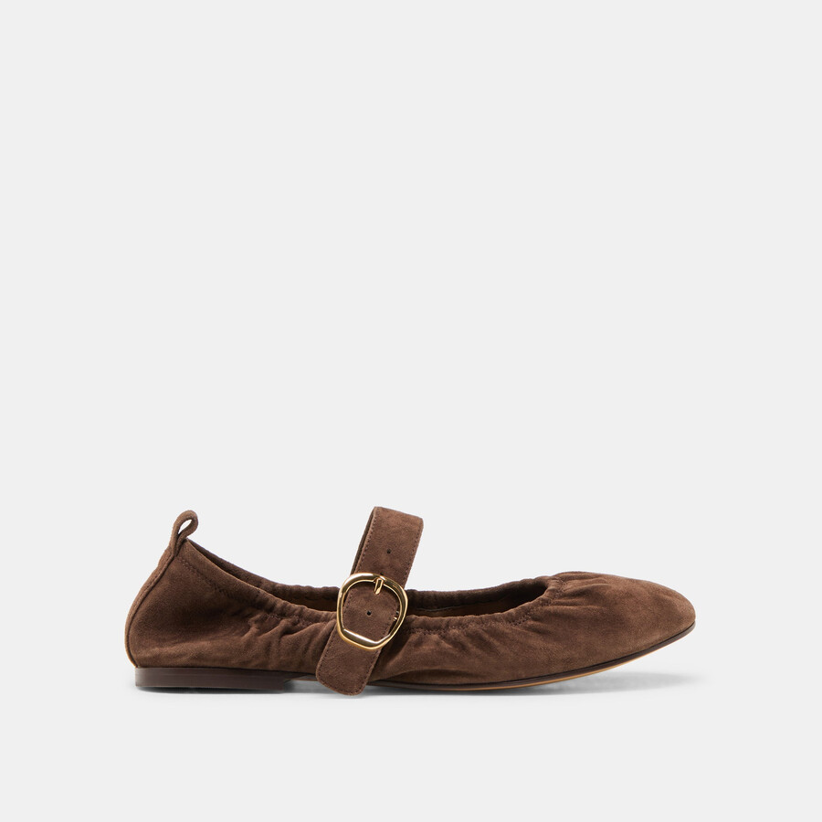 caely ballet flats dk brown suede