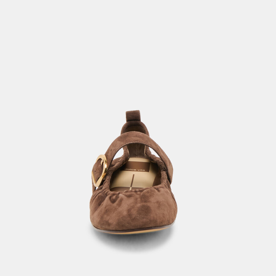 caely ballet flats dk brown suede