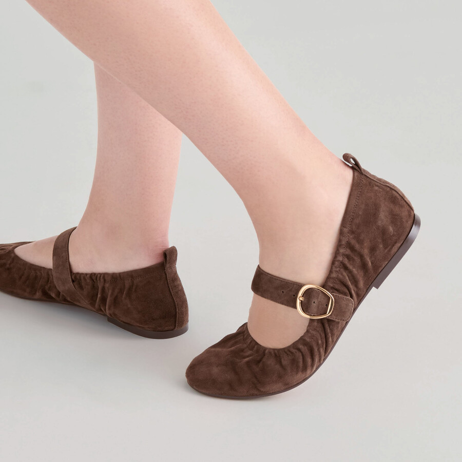 caely ballet flats dk brown suede