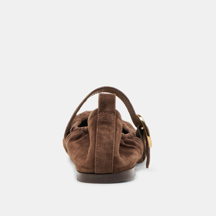caely ballet flats dk brown suede