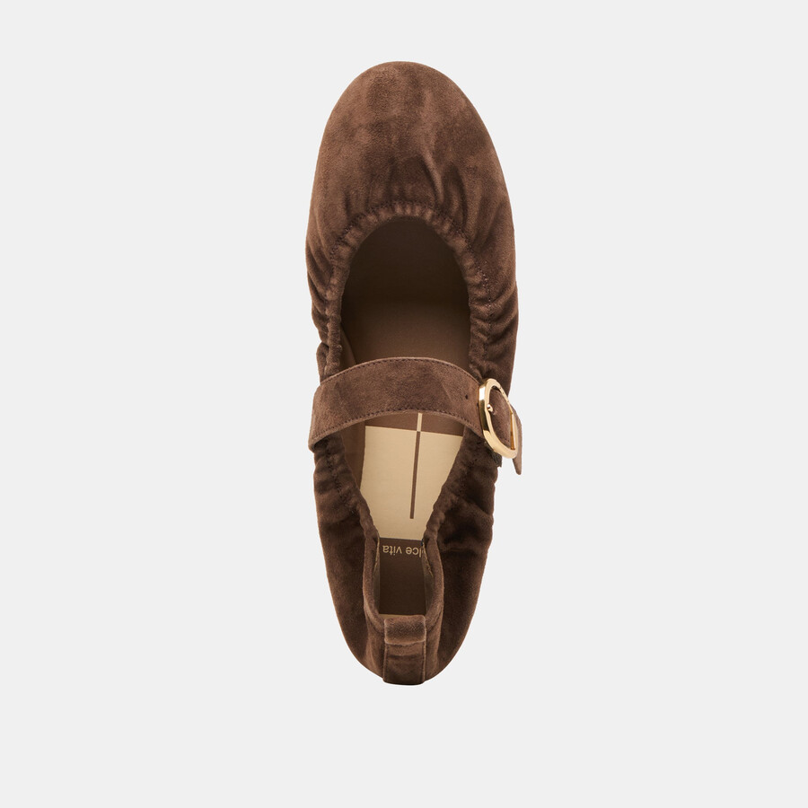 caely ballet flats dk brown suede