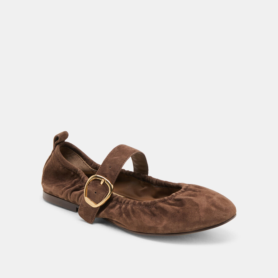 caely ballet flats dk brown suede