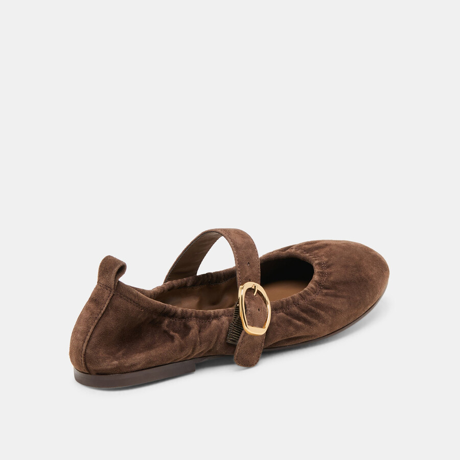 caely ballet flats dk brown suede