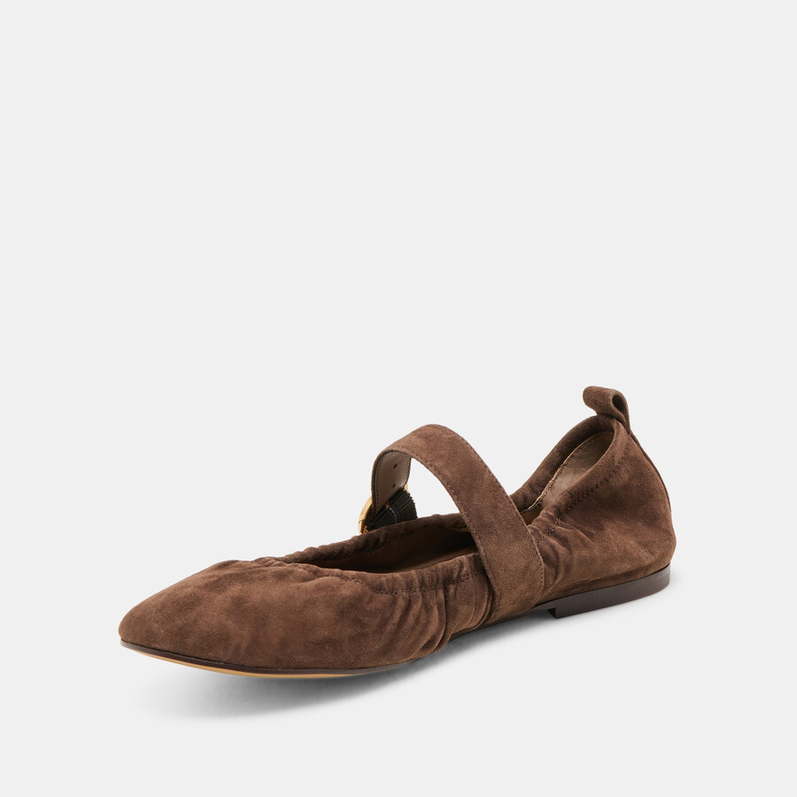 caely ballet flats dk brown suede