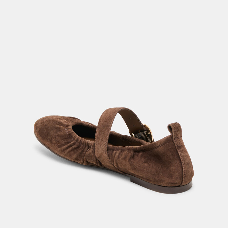 caely ballet flats dk brown suede