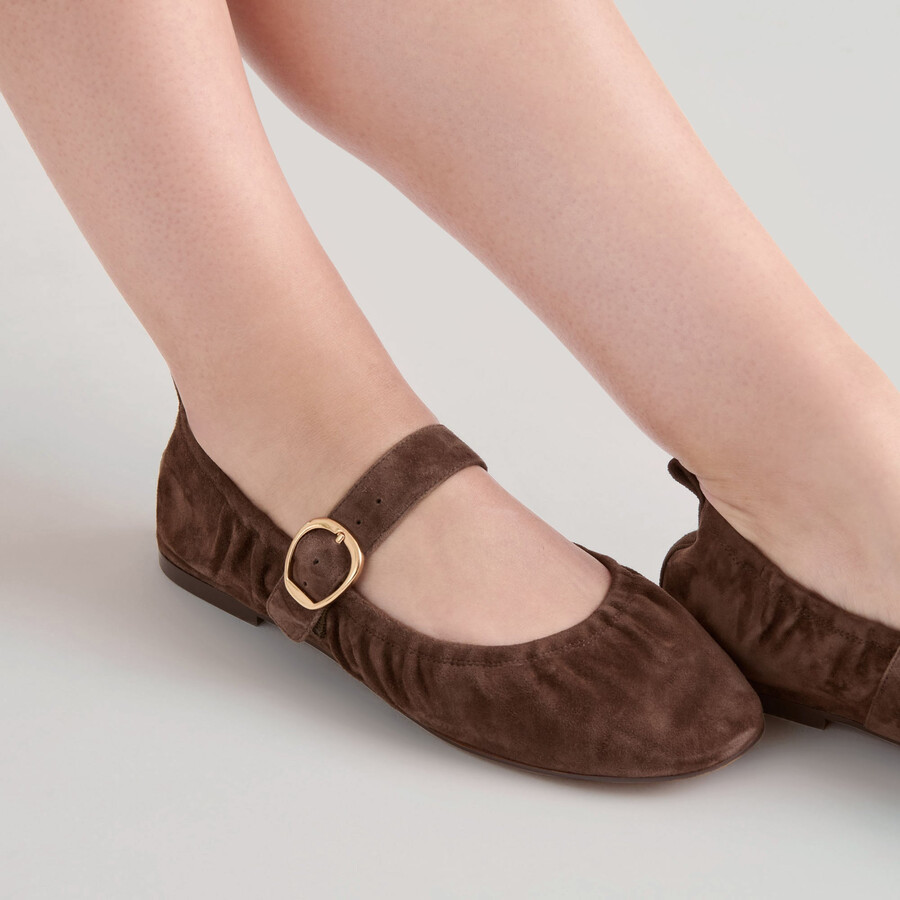 caely ballet flats dk brown suede