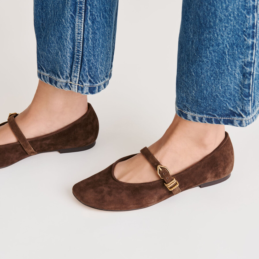 alizza ballet flats dk brown suede
