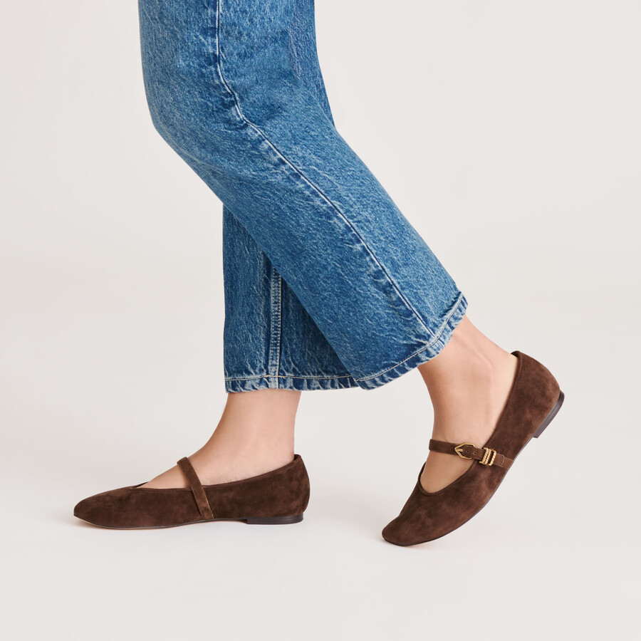 alizza ballet flats dk brown suede