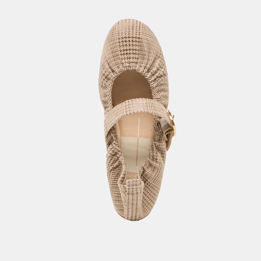 caely ballet flats herringbone printed suede
