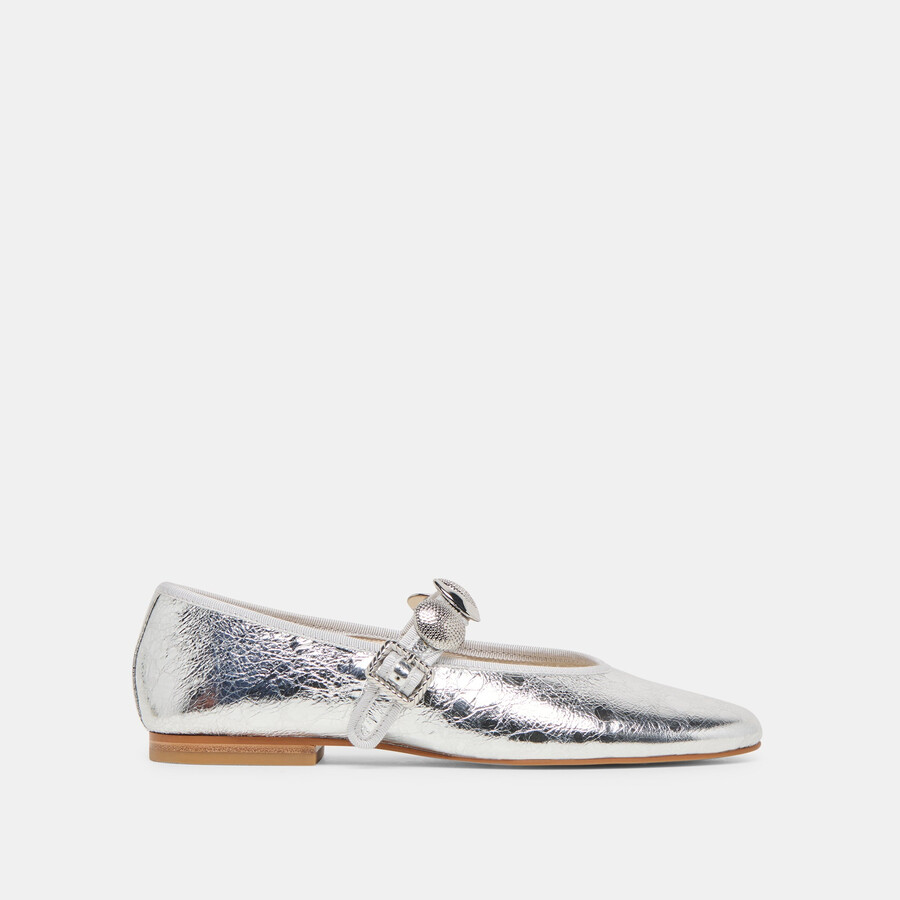relan ballet flats silver distressed leather