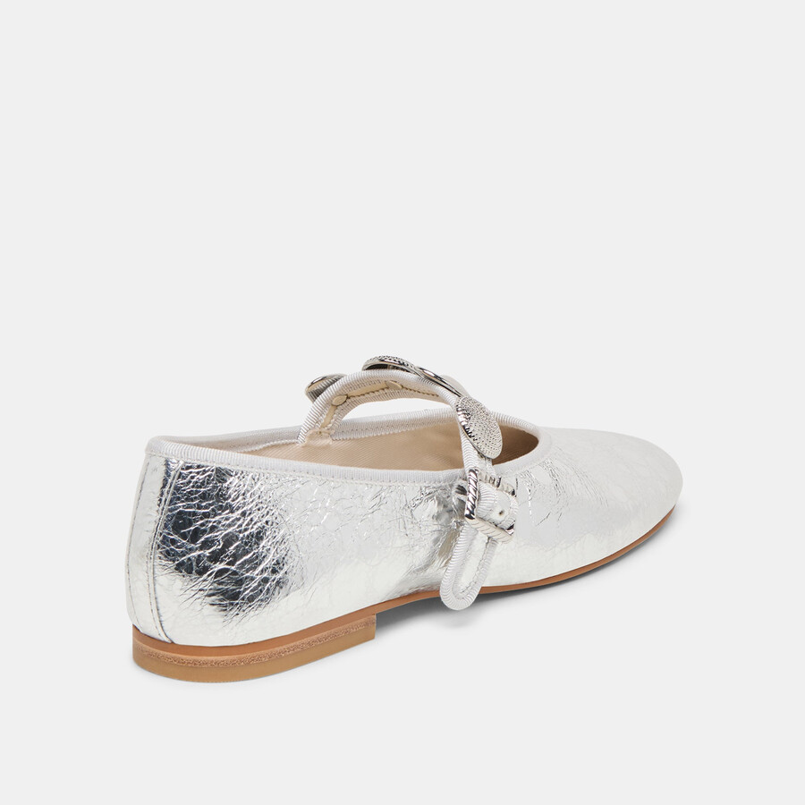 relan ballet flats silver distressed leather