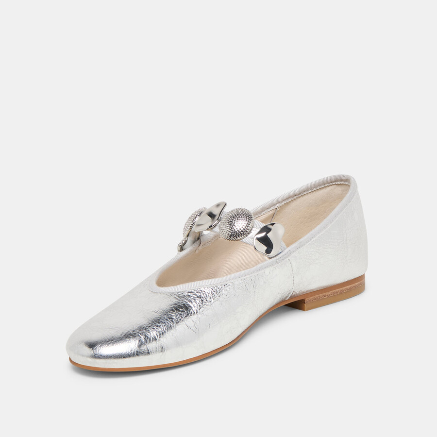 relan ballet flats silver distressed leather