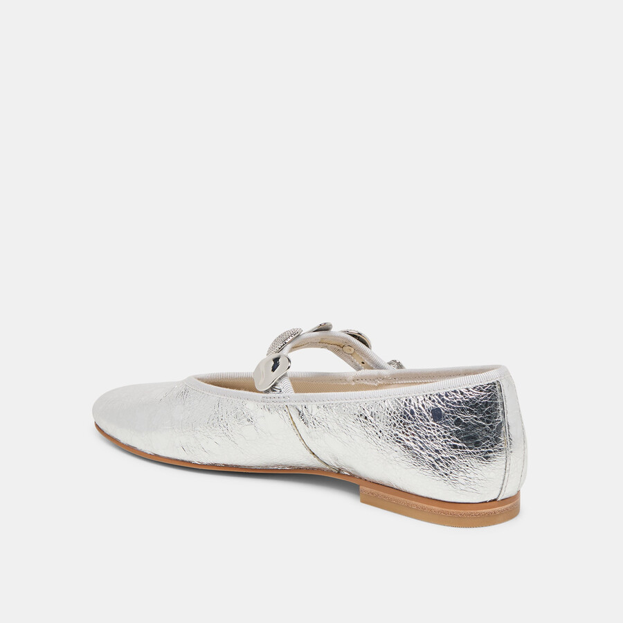relan ballet flats silver distressed leather