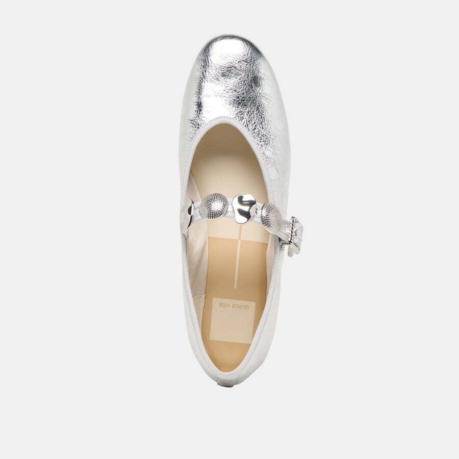relan ballet flats silver distressed leather
