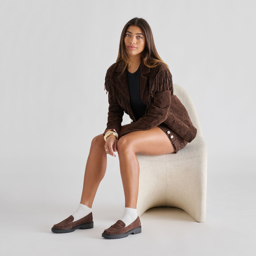 merek loafers dk brown suede