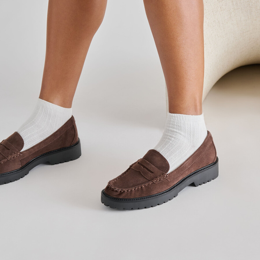 merek loafers dk brown suede