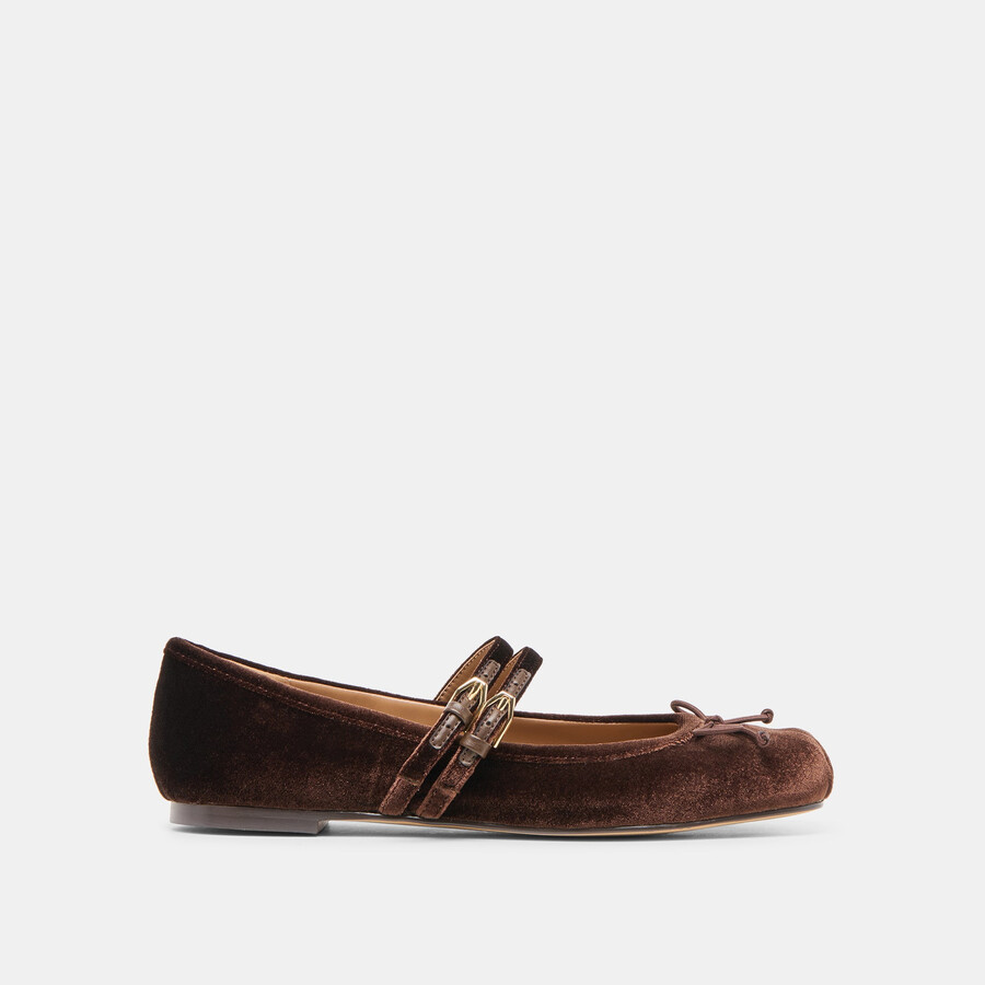 gibsen ballet flats chocolate velvet
