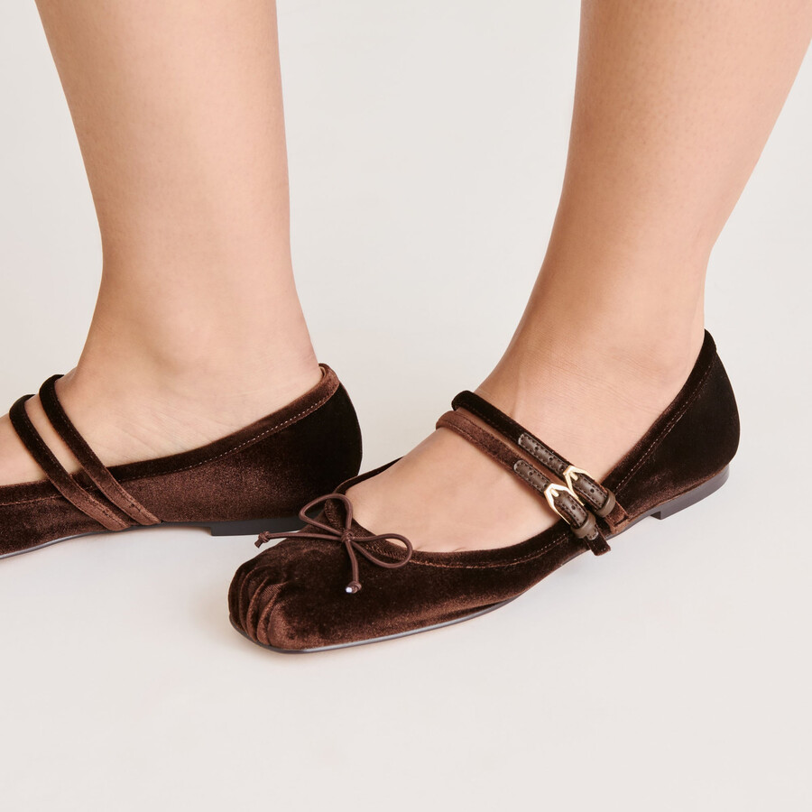 gibsen ballet flats chocolate velvet