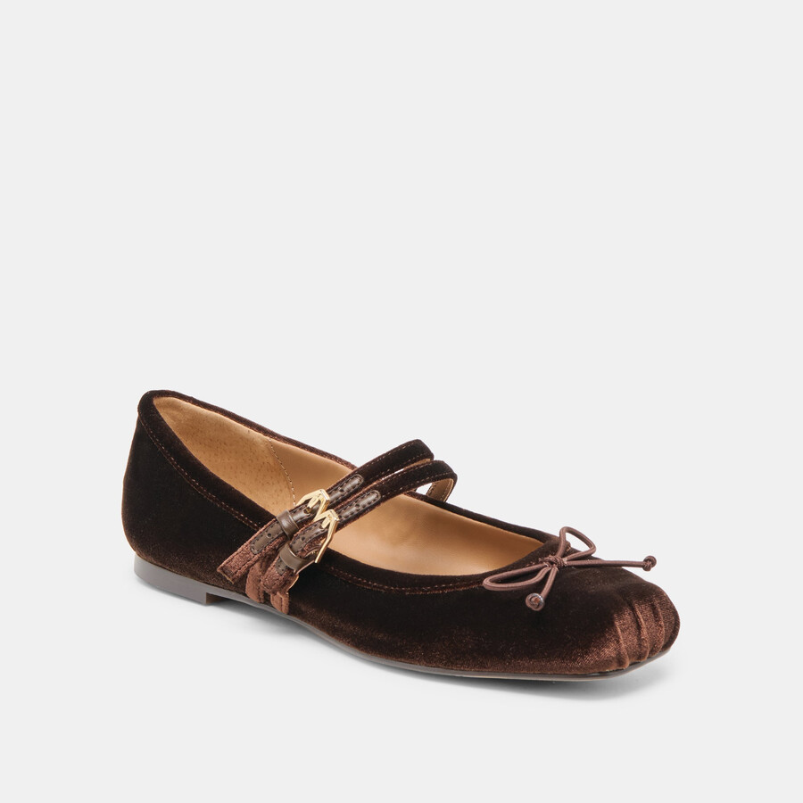 gibsen ballet flats chocolate velvet