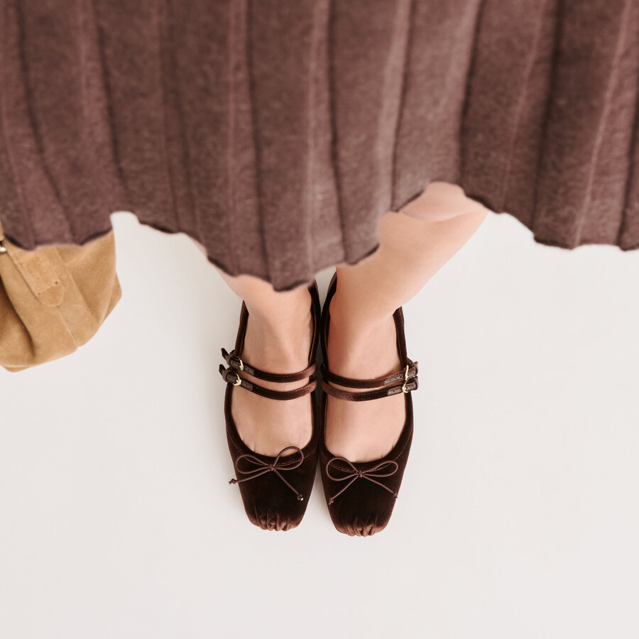 gibsen ballet flats chocolate velvet