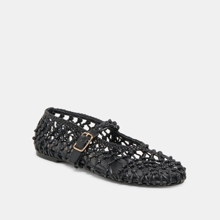 clair ballet flats black woven leather