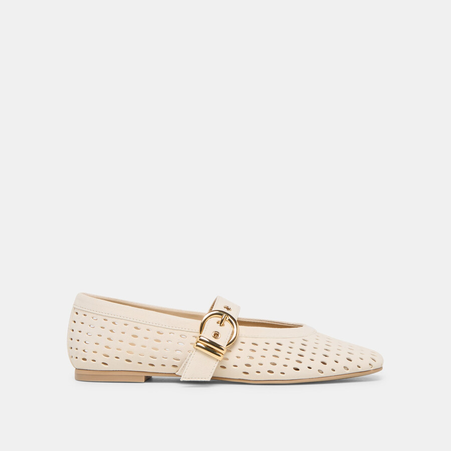 mikel ballet flats creme perforated suede