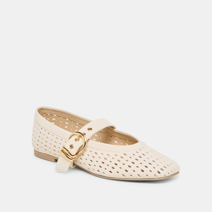 mikel ballet flats creme perforated suede