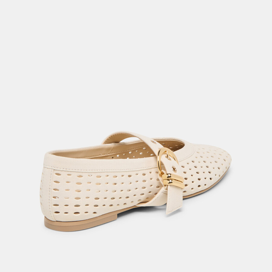 mikel ballet flats creme perforated suede