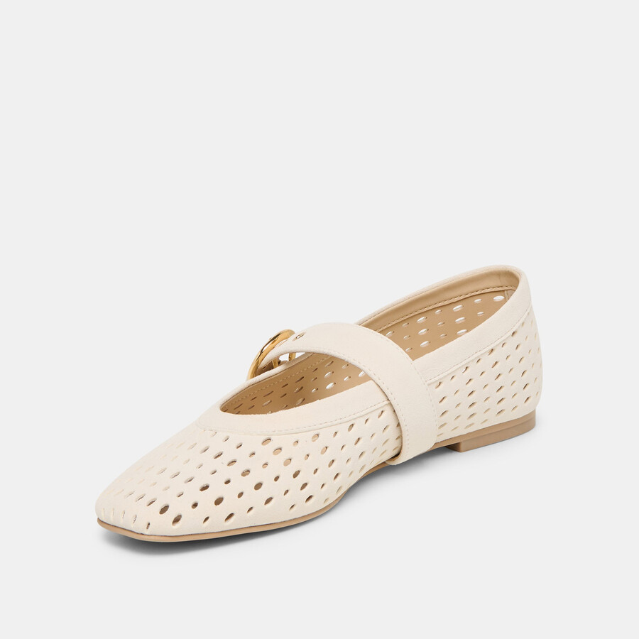 mikel ballet flats creme perforated suede