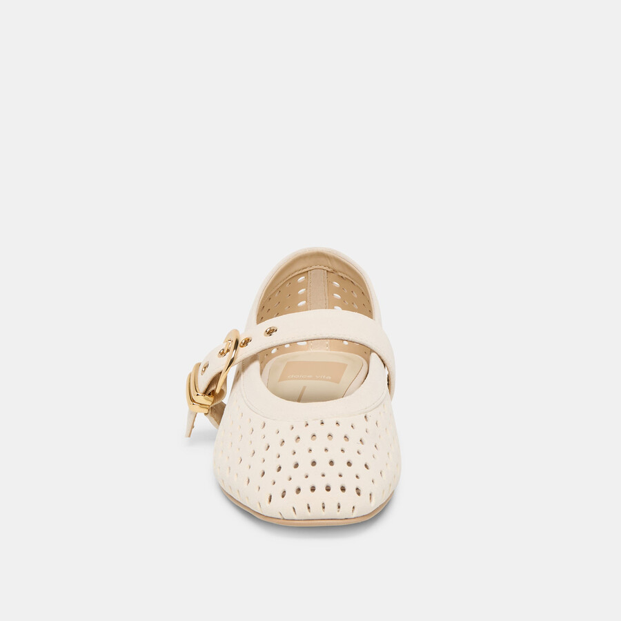 mikel ballet flats creme perforated suede
