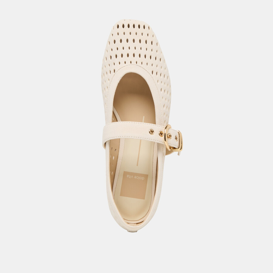mikel ballet flats creme perforated suede