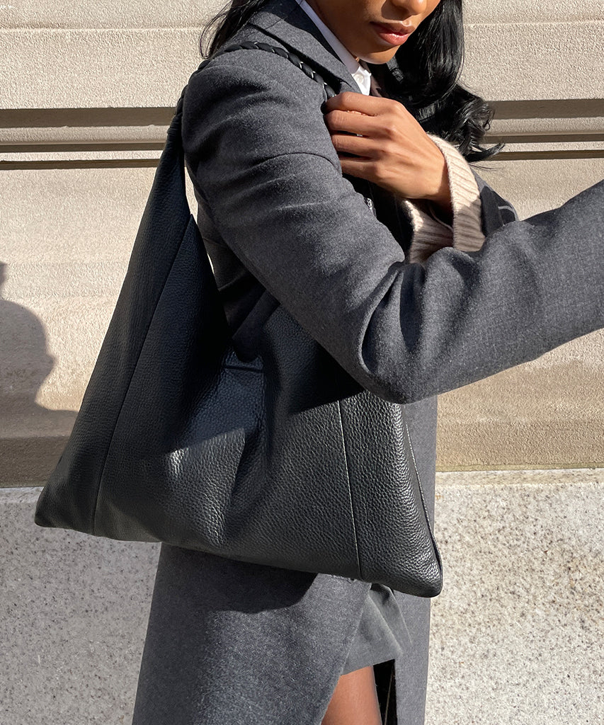mia tote black leather