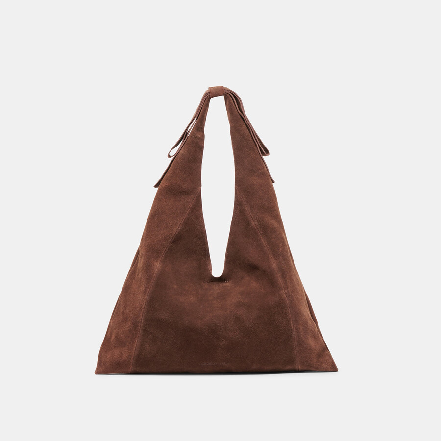 marie tote chocolate suede