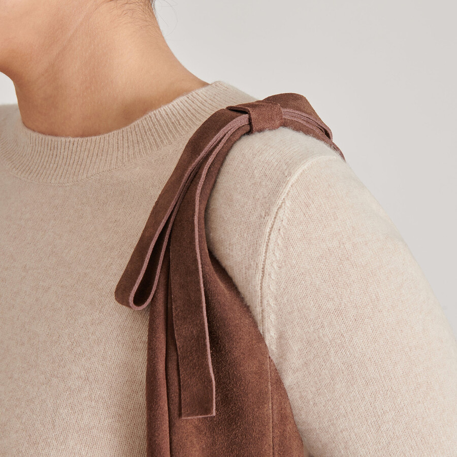 marie tote chocolate suede