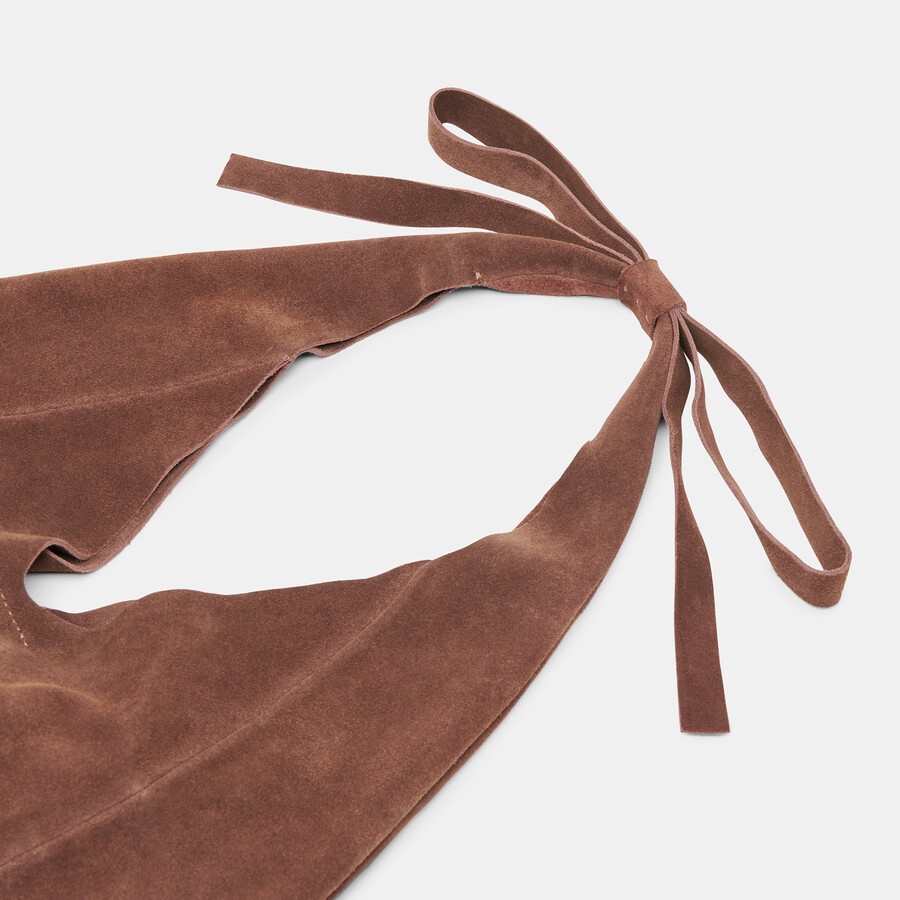 marie tote chocolate suede