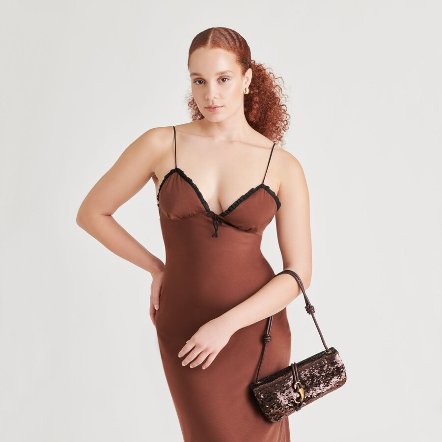 alice shoulder bag brown sequin stella