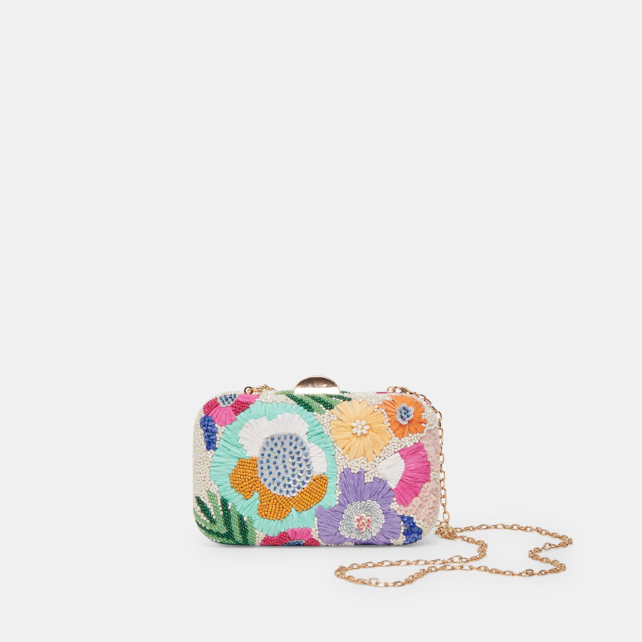 daisy clutch pastel multi beaded